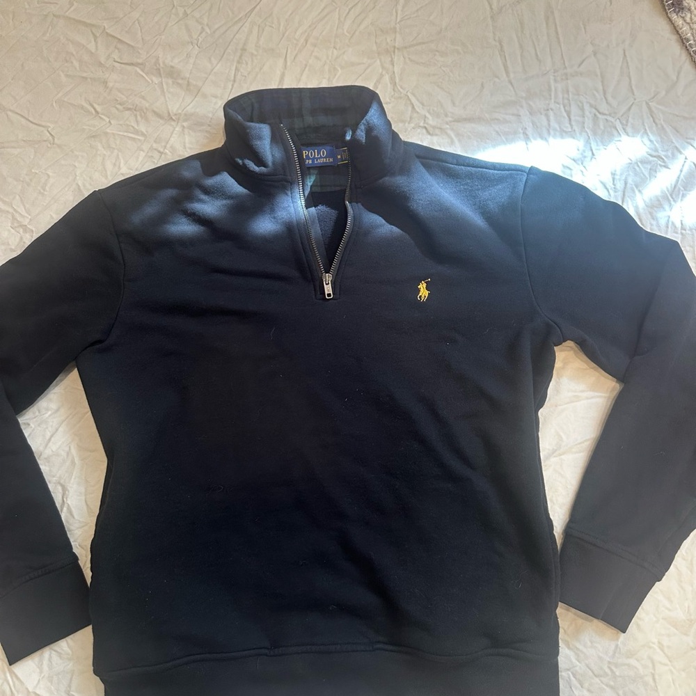 Polo by Ralph Lauren Navy Quarter-Zip Sweatshirt with Yellow Pony